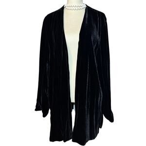 NWT Black Velvet Open Front Jacket By The Look Randolph Luke Size: 1X Silk